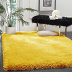HI-Homes Yellow Shaded Silk Touch Shaggy Carpet | Soft Microfiber & Polyester Rug | Handmade Rug