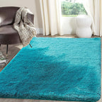 HI-Homes Turquoise Shaded Silk Touch Shaggy Carpet | Soft Microfiber & Polyester Rug | Handmade Rug