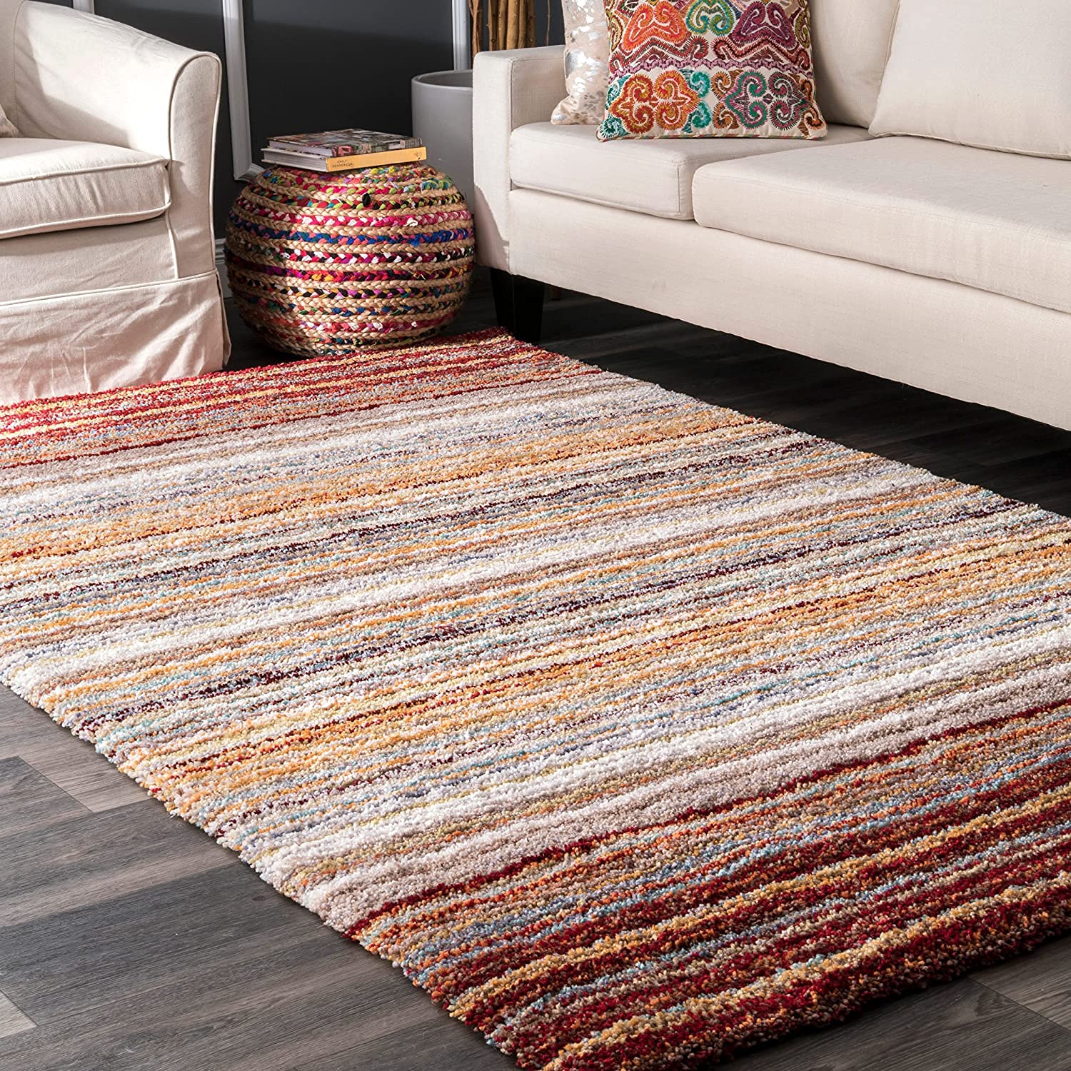HI-Homes Shaded Silk Touch Ombre Haze Shaggy Carpet | Soft Microfiber Rug | Handmade Rug