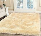 HI-Homes Cream Shaded Silk Touch Shaggy Carpet | Soft Microfiber & Polyester Rug | Handmade Rug