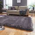 HI-Homes Dark Grey Shaded Silk Touch Shaggy Carpet | Soft Microfiber & Polyester Rug | Handmade Rug