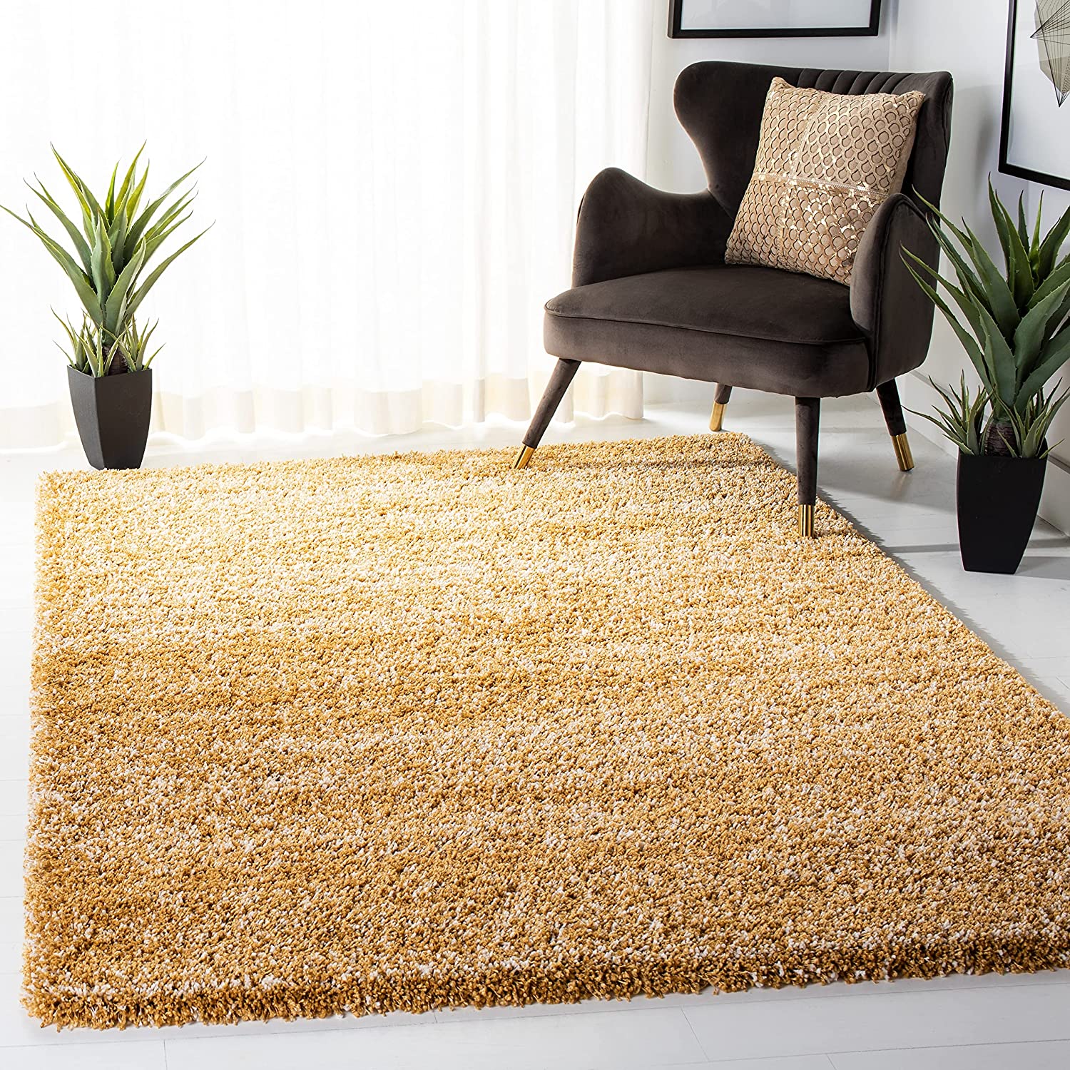 HI-Homes Shaded Silk Touch Ombre Haze Shaggy Carpet | Soft Microfiber Rug | Handmade Rug