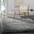 HI-Homes Gray Shaded Silk Touch Shaggy Carpet | Soft Microfiber & Polyester Rug | Handmade Rug