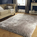 HI-Homes Silver Shaded Silk Touch Shaggy Carpet | Soft Microfiber & Polyester Rug | Handmade Rug