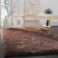 HI-Homes Brown Mint Shaded Silk Touch Shaggy Carpet | Soft Microfiber & Polyester Rug | Handmade Rug