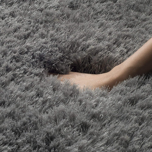 HI-Homes Gray Shaded Silk Touch Shaggy Carpet | Soft Microfiber & Polyester Rug | Handmade Rug