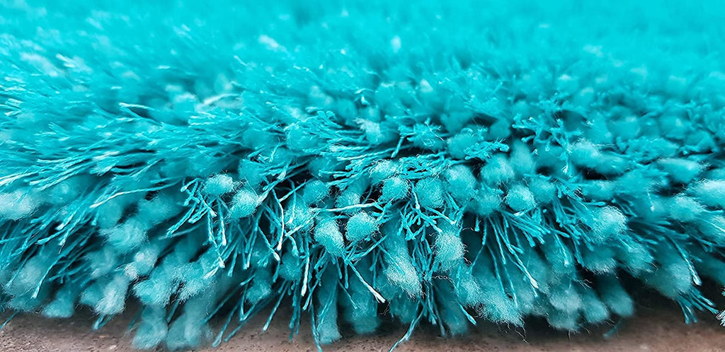 HI-Homes Turquoise Shaded Silk Touch Shaggy Carpet | Soft Microfiber & Polyester Rug | Handmade Rug
