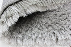HI-Homes Silver Shaded Silk Touch Shaggy Carpet | Soft Microfiber & Polyester Rug | Handmade Rug