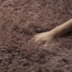 HI-Homes Brown Mint Shaded Silk Touch Shaggy Carpet | Soft Microfiber & Polyester Rug | Handmade Rug
