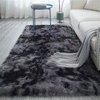 HI-Homes Black Shaded Silk Touch Shaggy Carpet | Soft Microfiber & Polyester Rug | Handmade Rug