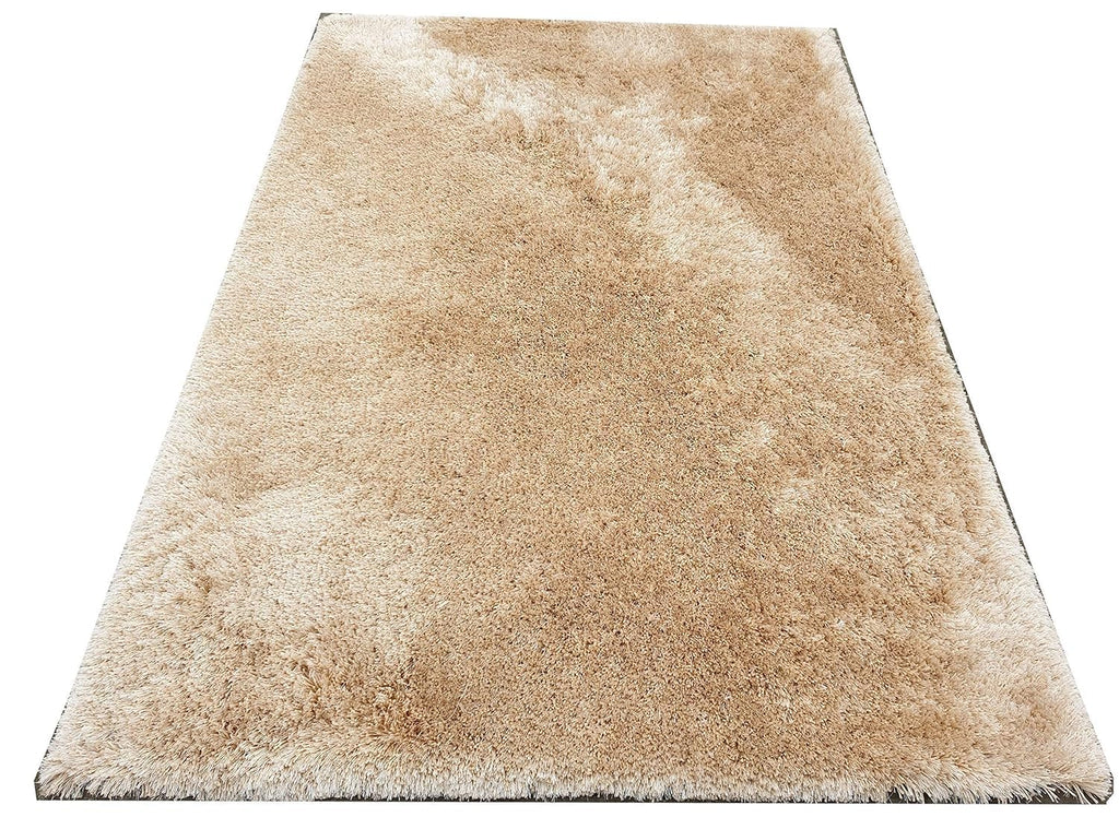 HI-Homes Cream Shaded Silk Touch Shaggy Carpet | Soft Microfiber & Polyester Rug | Handmade Rug