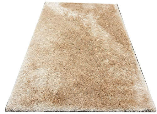 HI-Homes Cream Shaded Silk Touch Shaggy Carpet | Soft Microfiber & Polyester Rug | Handmade Rug