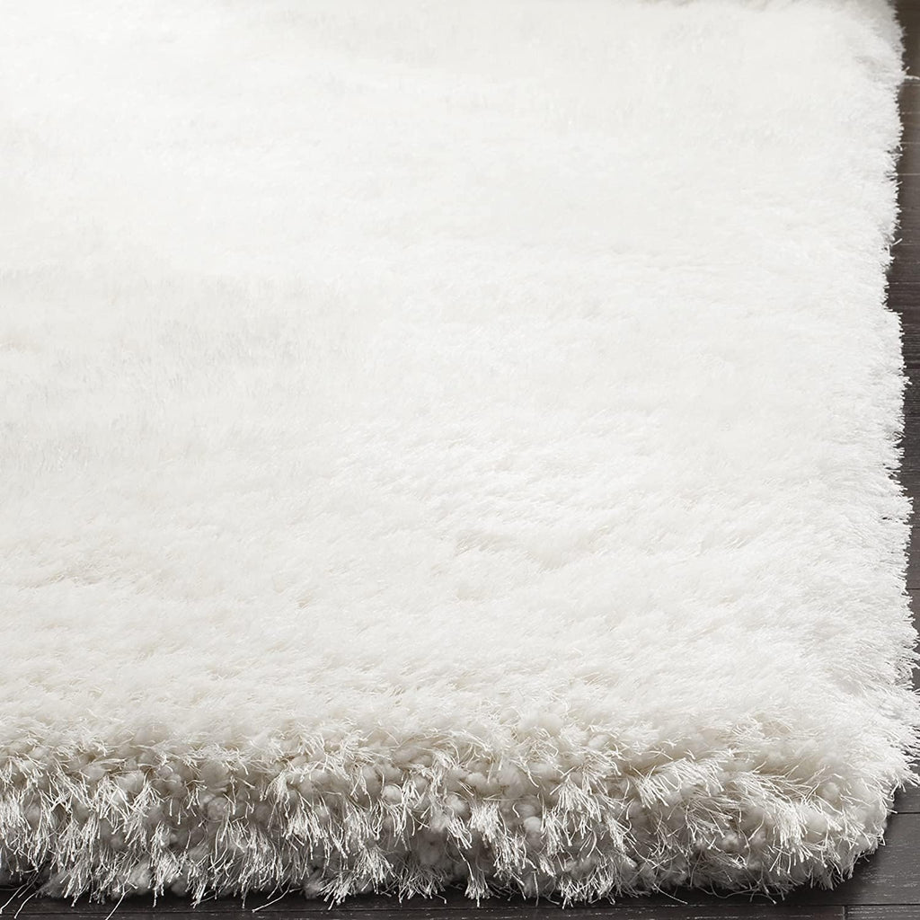 HI-Homes Snow White Shaded Silk Touch Shaggy Carpet | Soft Microfiber & Polyester Rug | Handmade Rug