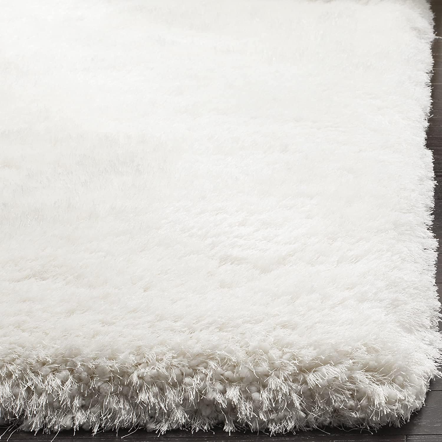 HI-Homes Snow White Shaded Silk Touch Shaggy Carpet | Soft Microfiber & Polyester Rug | Handmade Rug