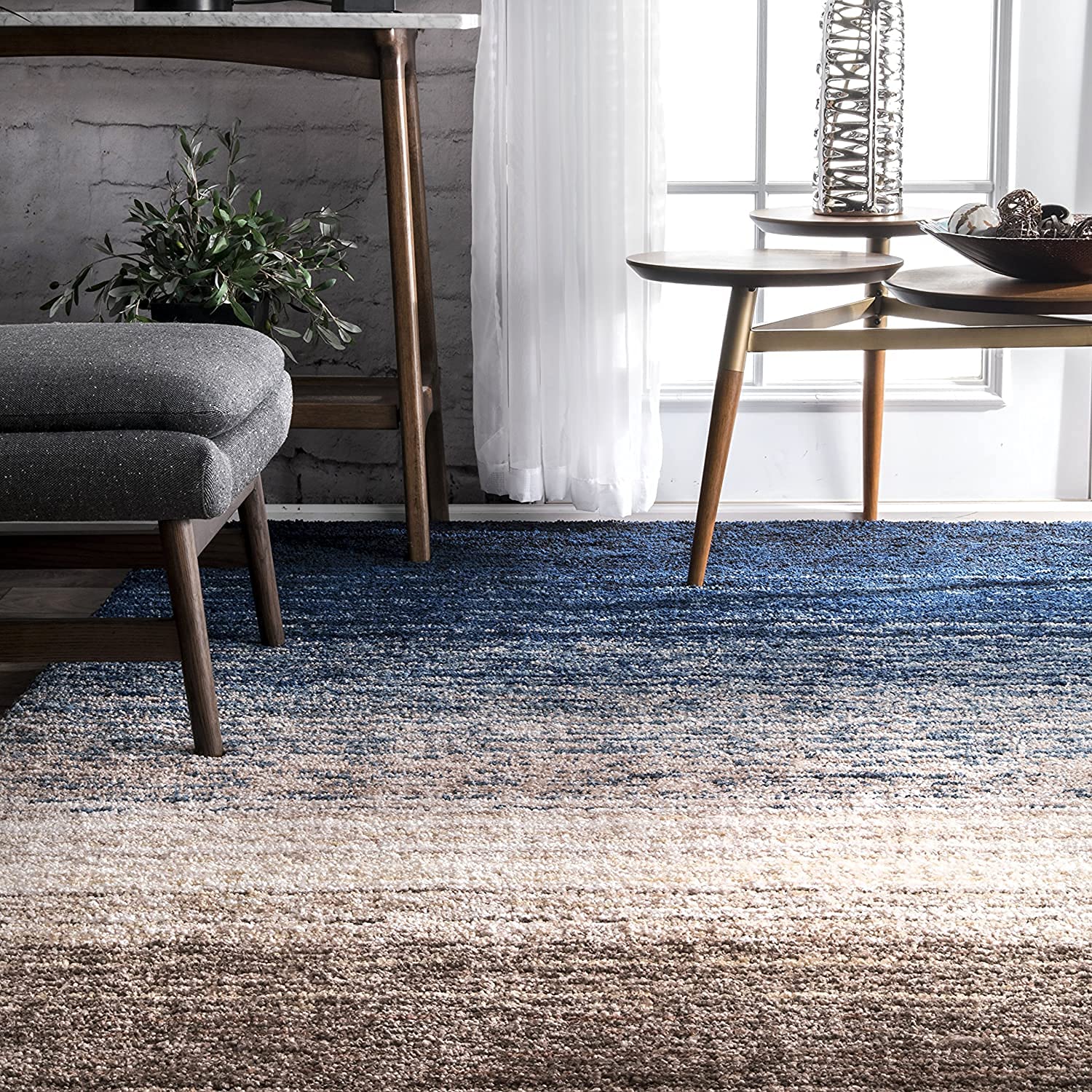 HI-Homes Shaded Silk Touch Ombre Haze Shaggy Carpet | Soft Microfiber Rug | Handmade Rug