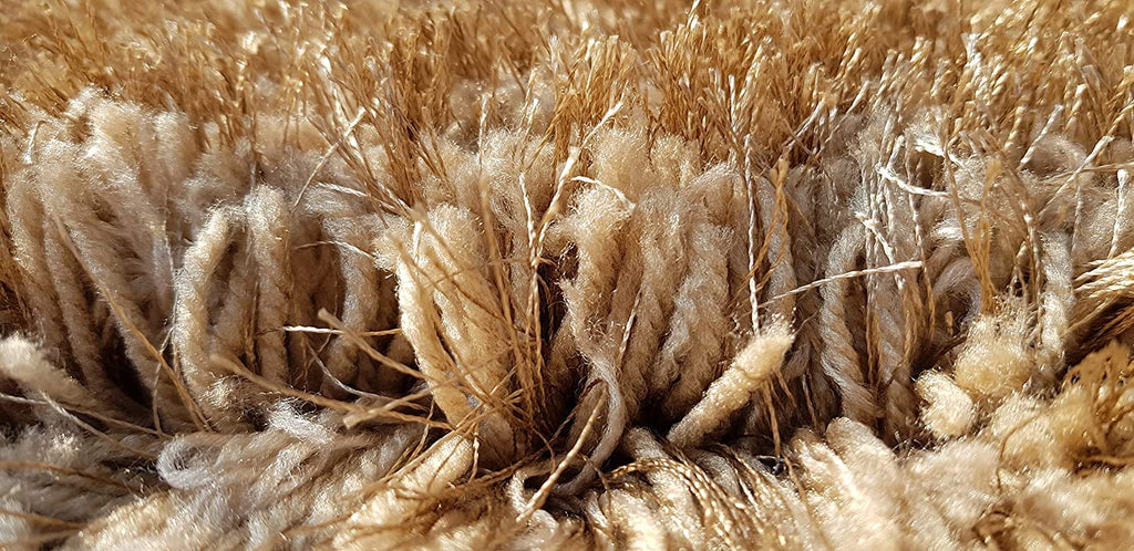 HI-Homes Mud Beige Shaded Silk Touch Shaggy Carpet | Soft Microfiber & Polyester Rug | Handmade Rug