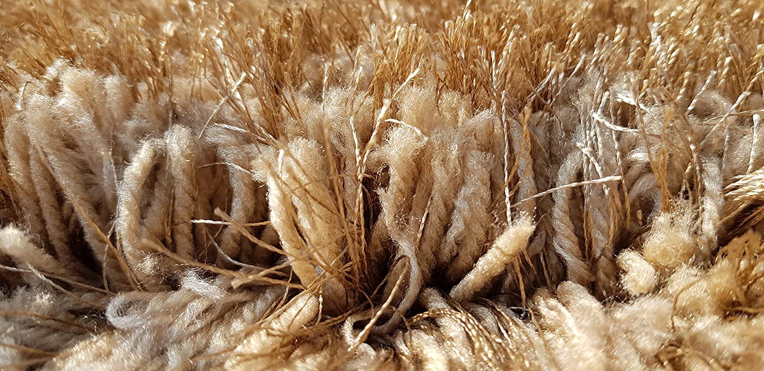 HI-Homes Mud Beige Shaded Silk Touch Shaggy Carpet | Soft Microfiber & Polyester Rug | Handmade Rug