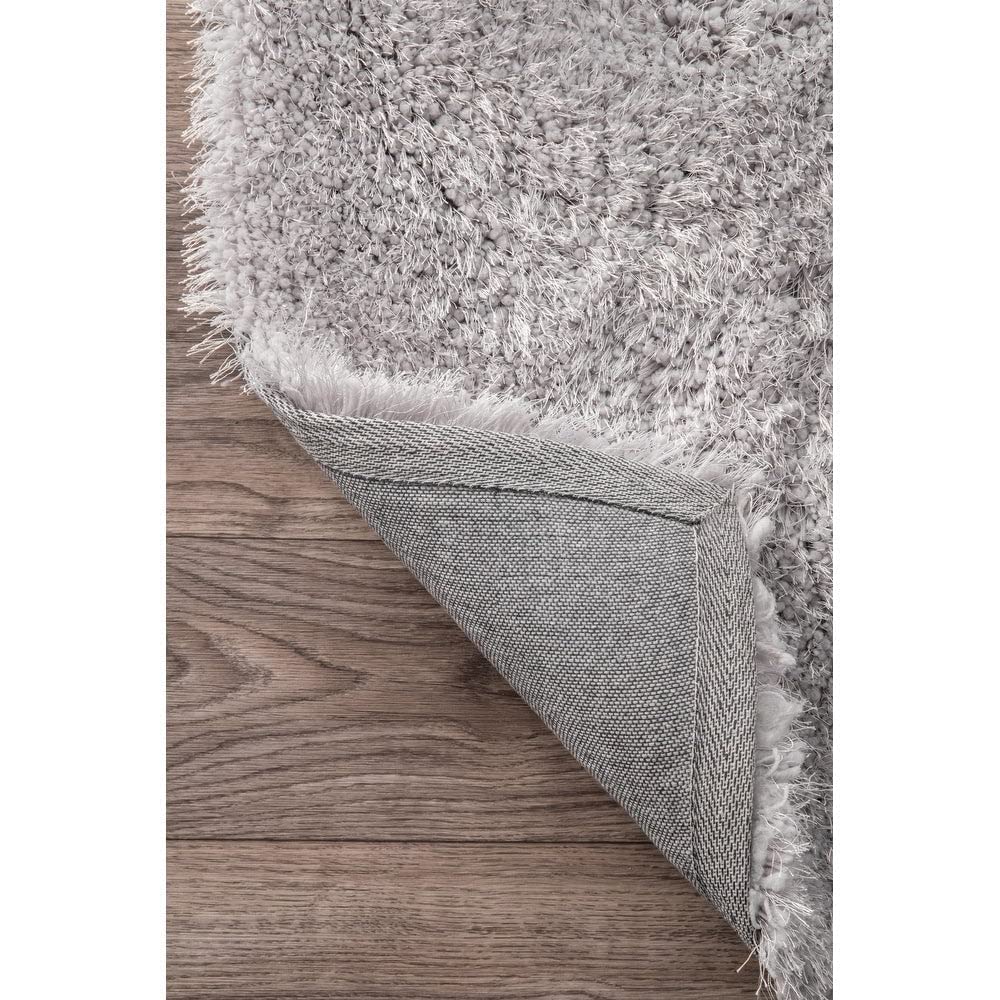 HI-Homes Silver Shaded Silk Touch Shaggy Carpet | Soft Microfiber & Polyester Rug | Handmade Rug