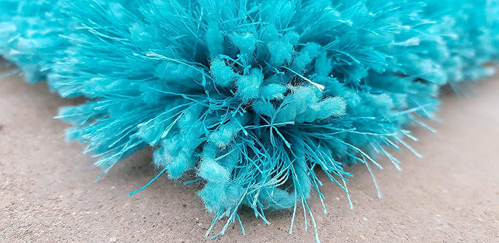 HI-Homes Turquoise Shaded Silk Touch Shaggy Carpet | Soft Microfiber & Polyester Rug | Handmade Rug