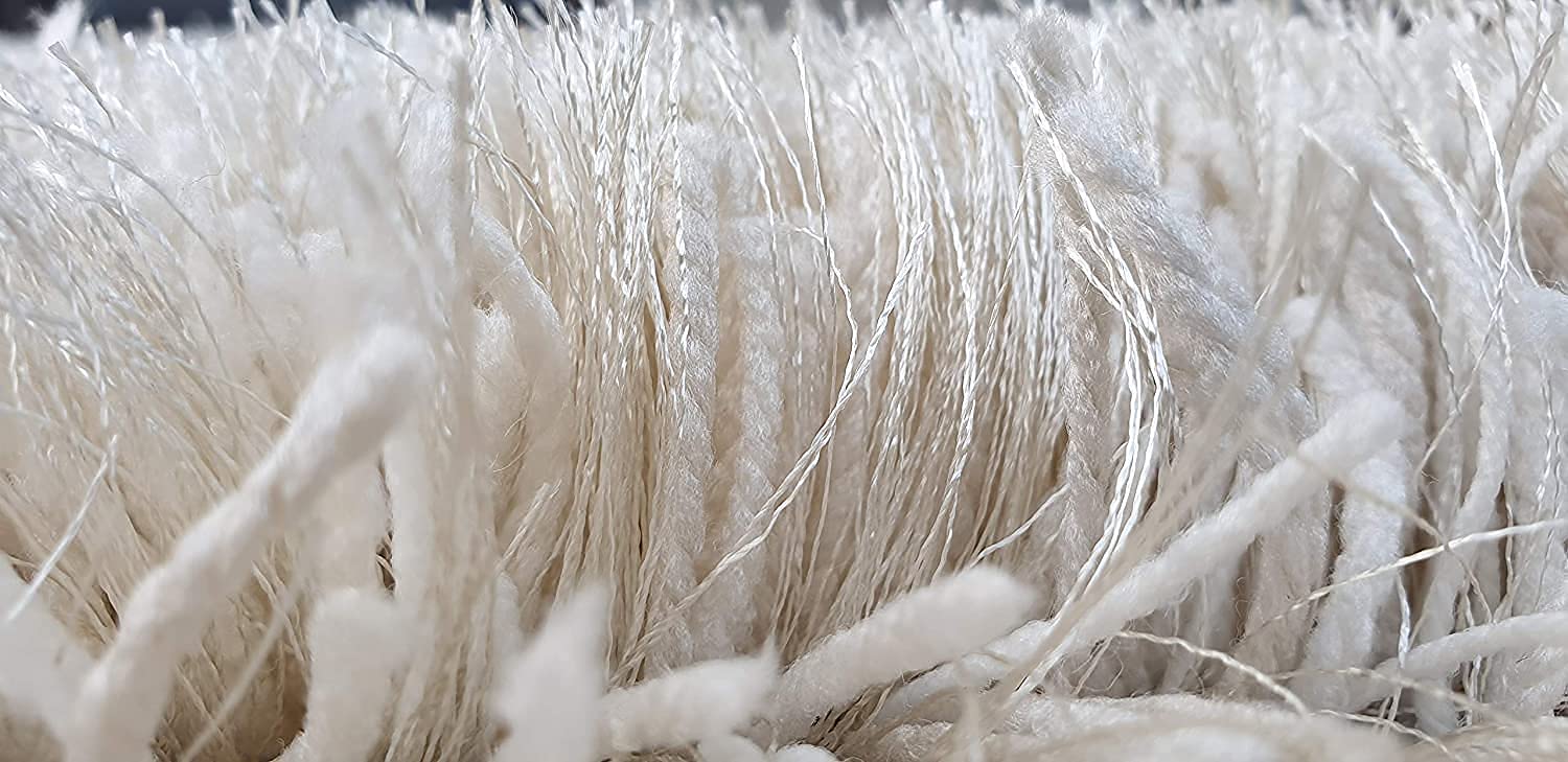 HI-Homes Ivory Shaded Silk Touch Shaggy Carpet | Soft Microfiber & Polyester Rug | Handmade Rug