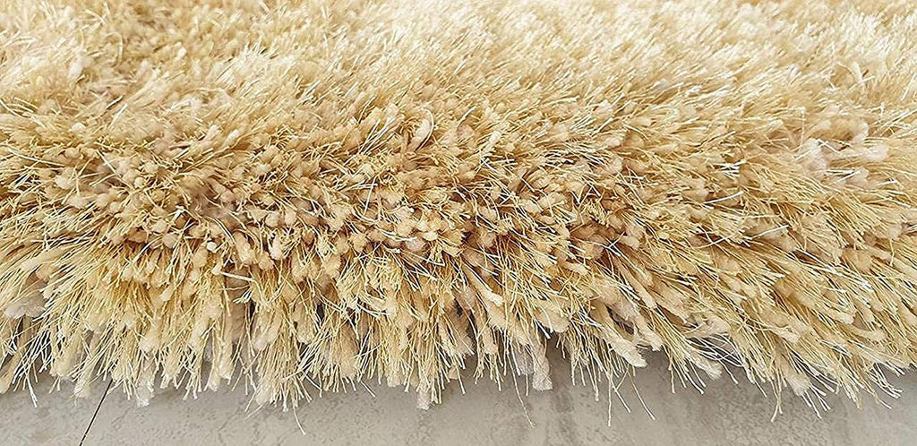 HI-Homes Cream Shaded Silk Touch Shaggy Carpet | Soft Microfiber & Polyester Rug | Handmade Rug