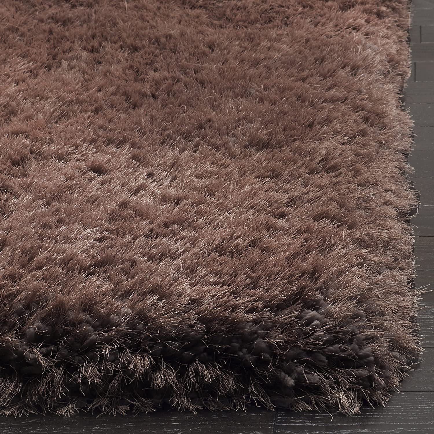 HI-Homes Brown Mint Shaded Silk Touch Shaggy Carpet | Soft Microfiber & Polyester Rug | Handmade Rug
