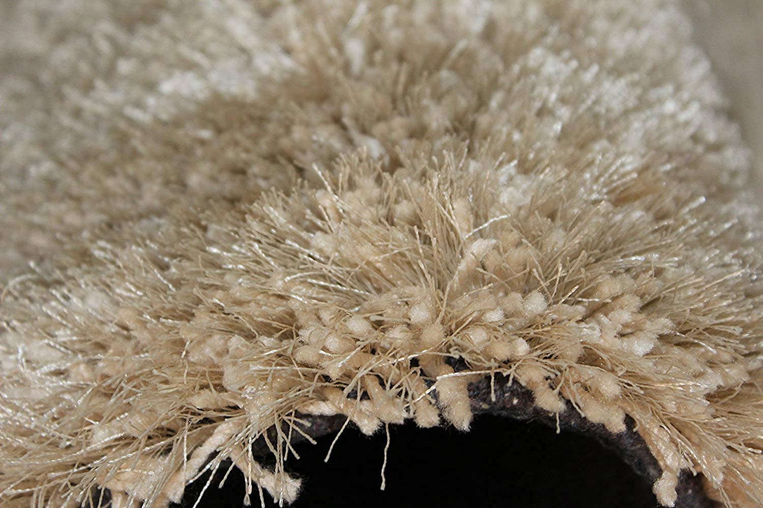 HI-Homes Beige Shaded Silk Touch Shaggy Carpet | Soft Microfiber & Polyester Rug | Handmade