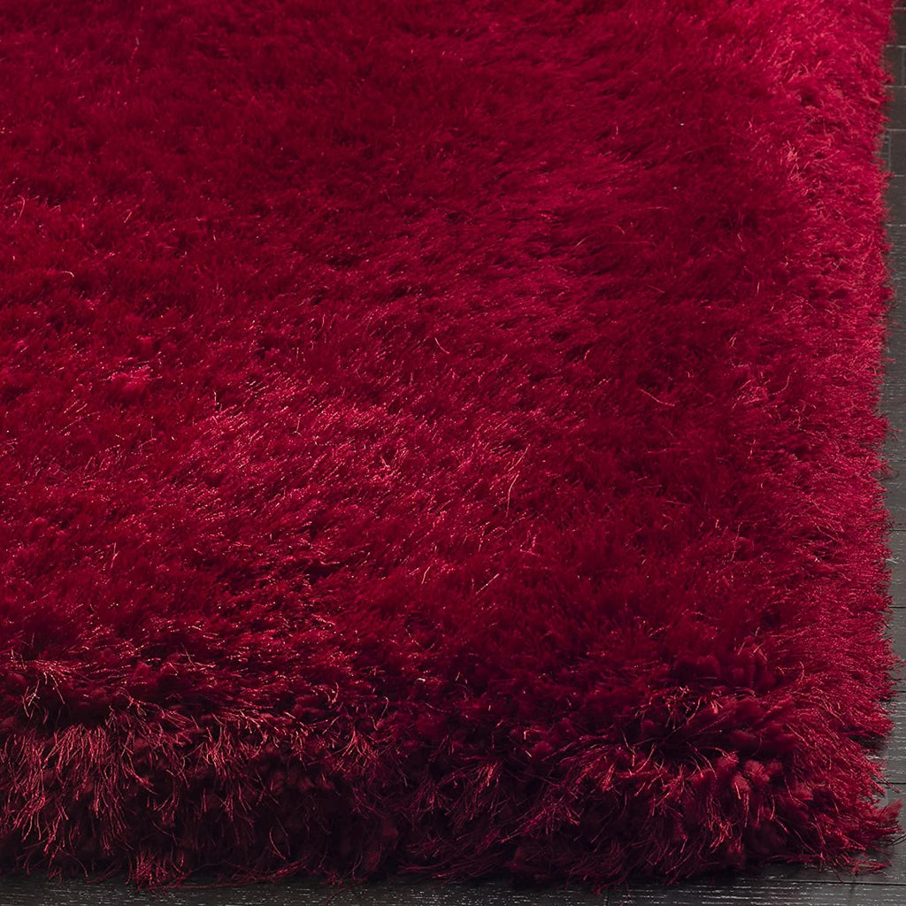 HI-Homes Red Shaded Silk Touch Shaggy Carpet | Soft Microfiber & Polyester Rug | Handmade Rug