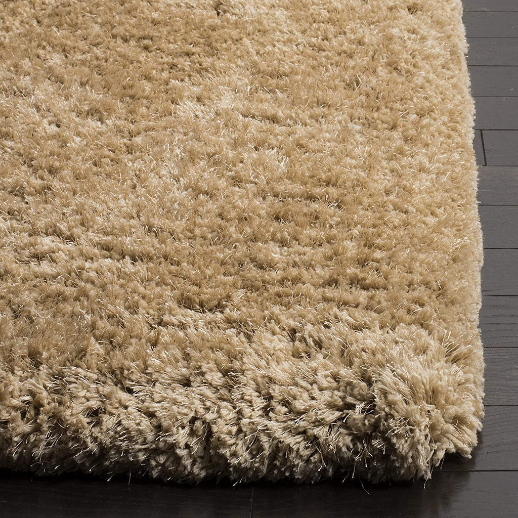 HI-Homes Mud Beige Shaded Silk Touch Shaggy Carpet | Soft Microfiber & Polyester Rug | Handmade Rug