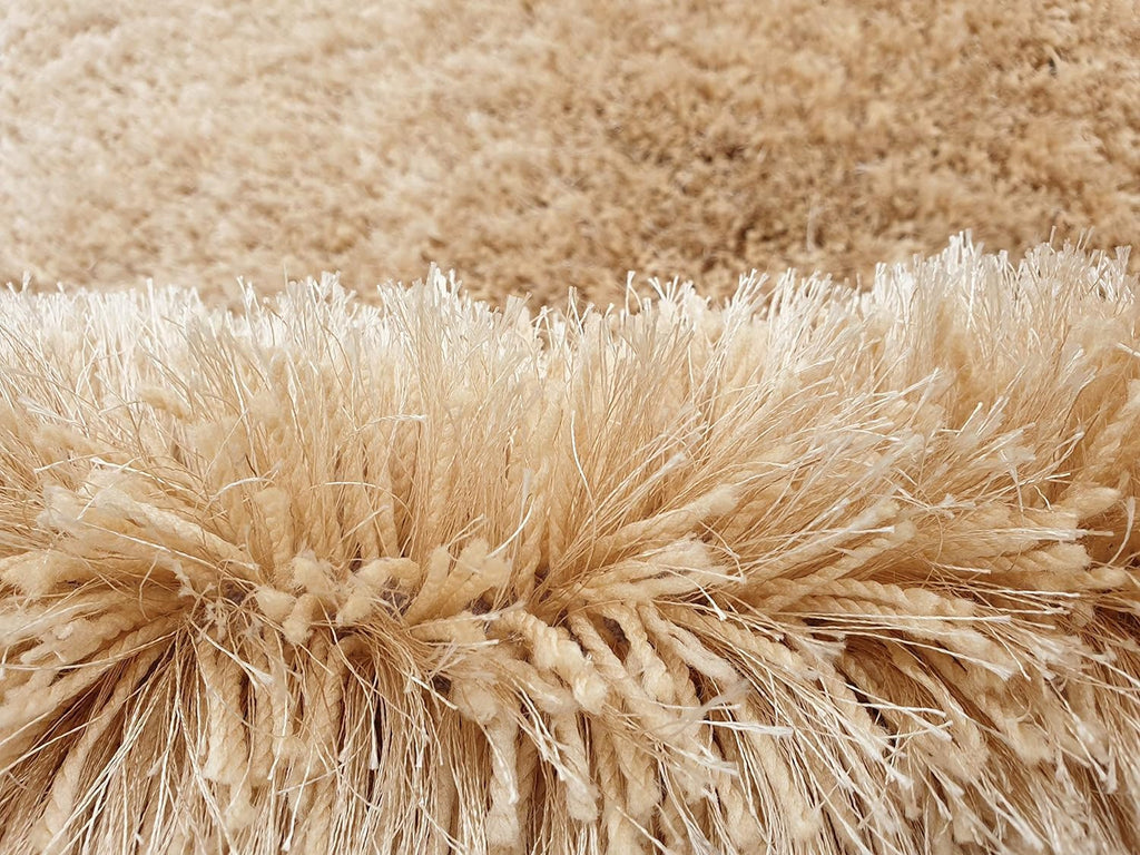 HI-Homes Cream Shaded Silk Touch Shaggy Carpet | Soft Microfiber & Polyester Rug | Handmade Rug