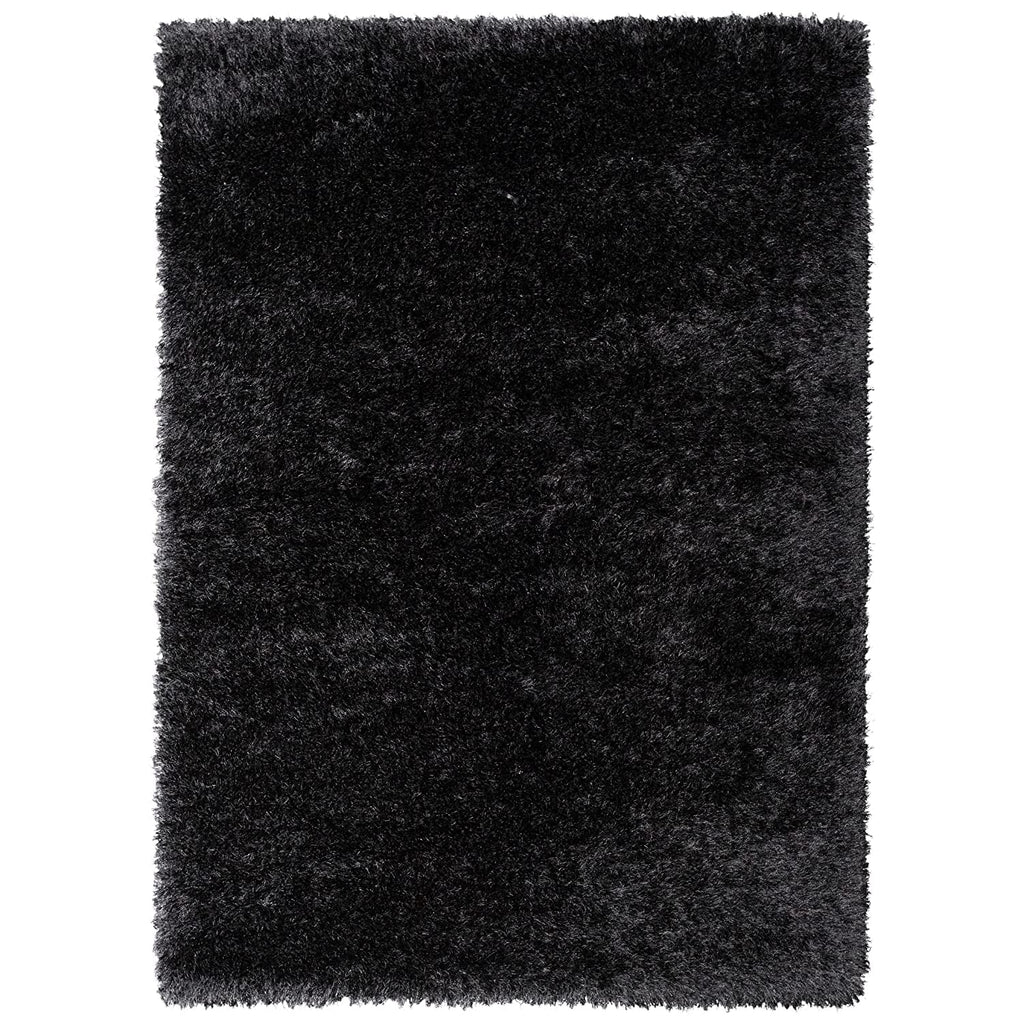 HI-Homes Black Shaded Silk Touch Shaggy Carpet | Soft Microfiber & Polyester Rug | Handmade Rug