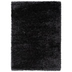 HI-Homes Black Shaded Silk Touch Shaggy Carpet | Soft Microfiber & Polyester Rug | Handmade Rug