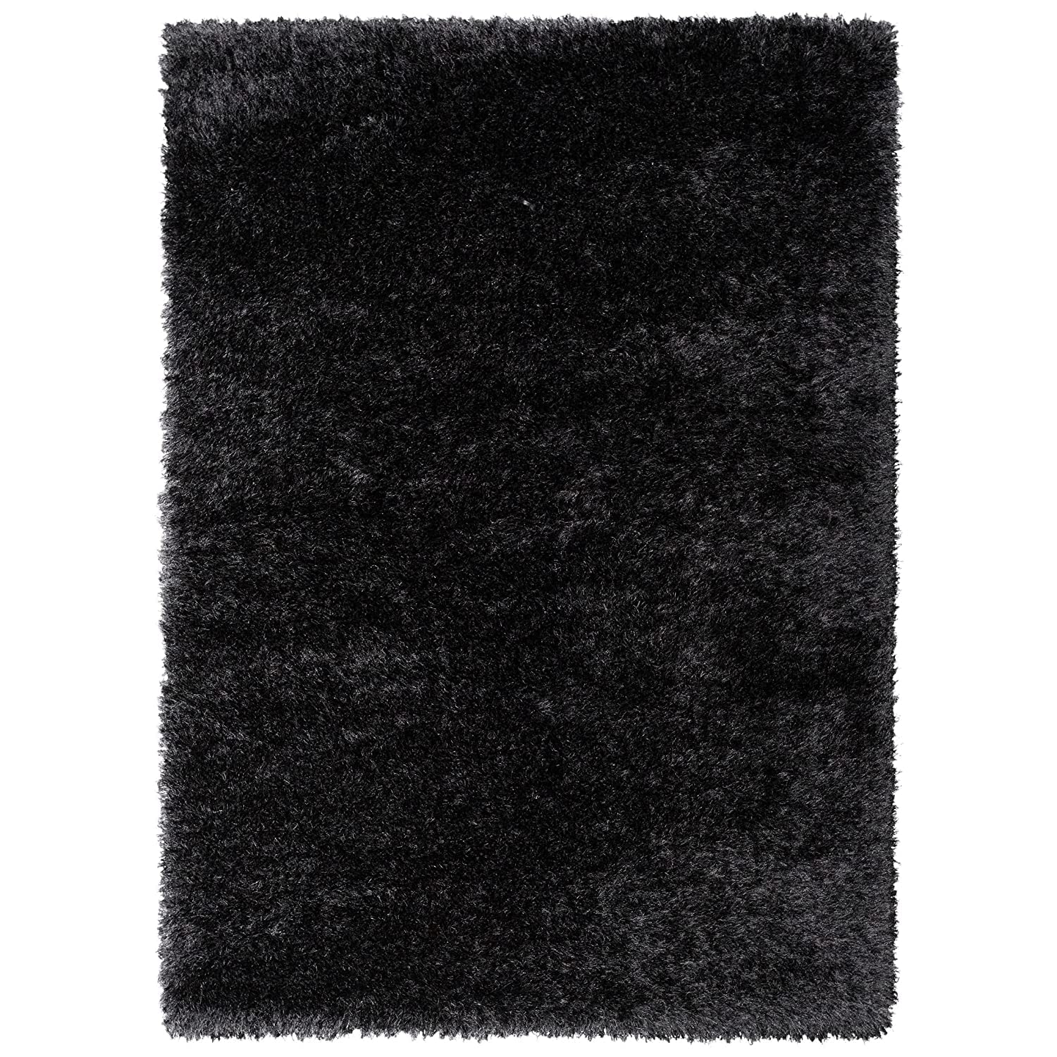 HI-Homes Black Shaded Silk Touch Shaggy Carpet | Soft Microfiber & Polyester Rug | Handmade Rug