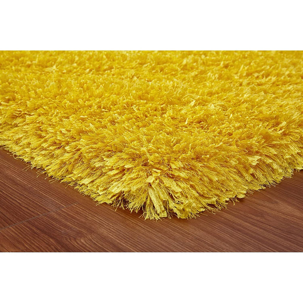HI-Homes Mustard Shaded Silk Touch Shaggy Carpet | Soft Microfiber & Polyester Rug | Handmade Rug