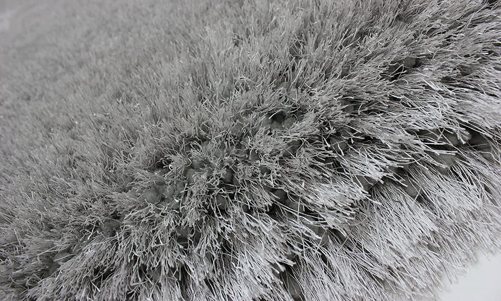 HI-Homes Silver Shaded Silk Touch Shaggy Carpet | Soft Microfiber & Polyester Rug | Handmade Rug