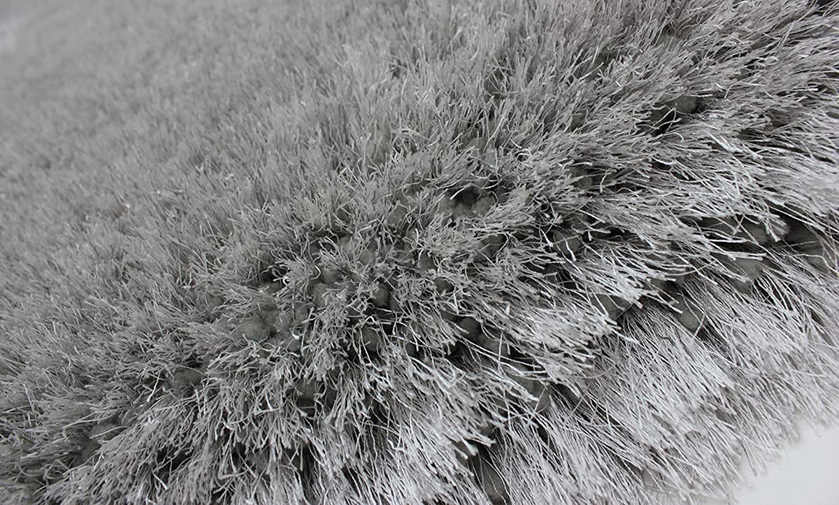 HI-Homes Silver Shaded Silk Touch Shaggy Carpet | Soft Microfiber & Polyester Rug | Handmade Rug