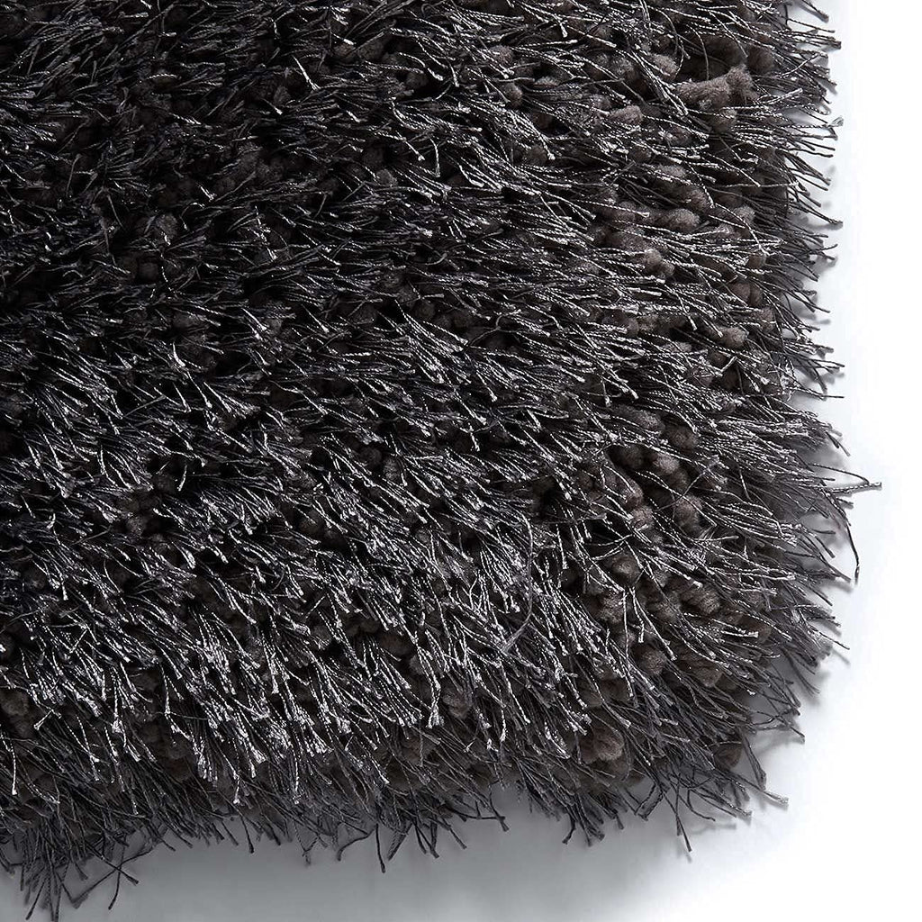 HI-Homes Dark Grey Shaded Silk Touch Shaggy Carpet | Soft Microfiber & Polyester Rug | Handmade Rug