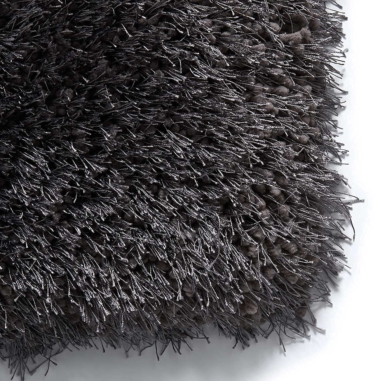 HI-Homes Dark Grey Shaded Silk Touch Shaggy Carpet | Soft Microfiber & Polyester Rug | Handmade Rug