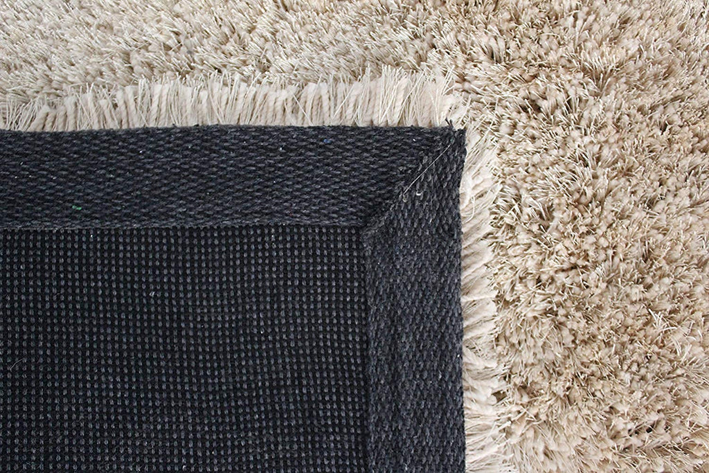 HI-Homes Beige Shaded Silk Touch Shaggy Carpet | Soft Microfiber & Polyester Rug | Handmade