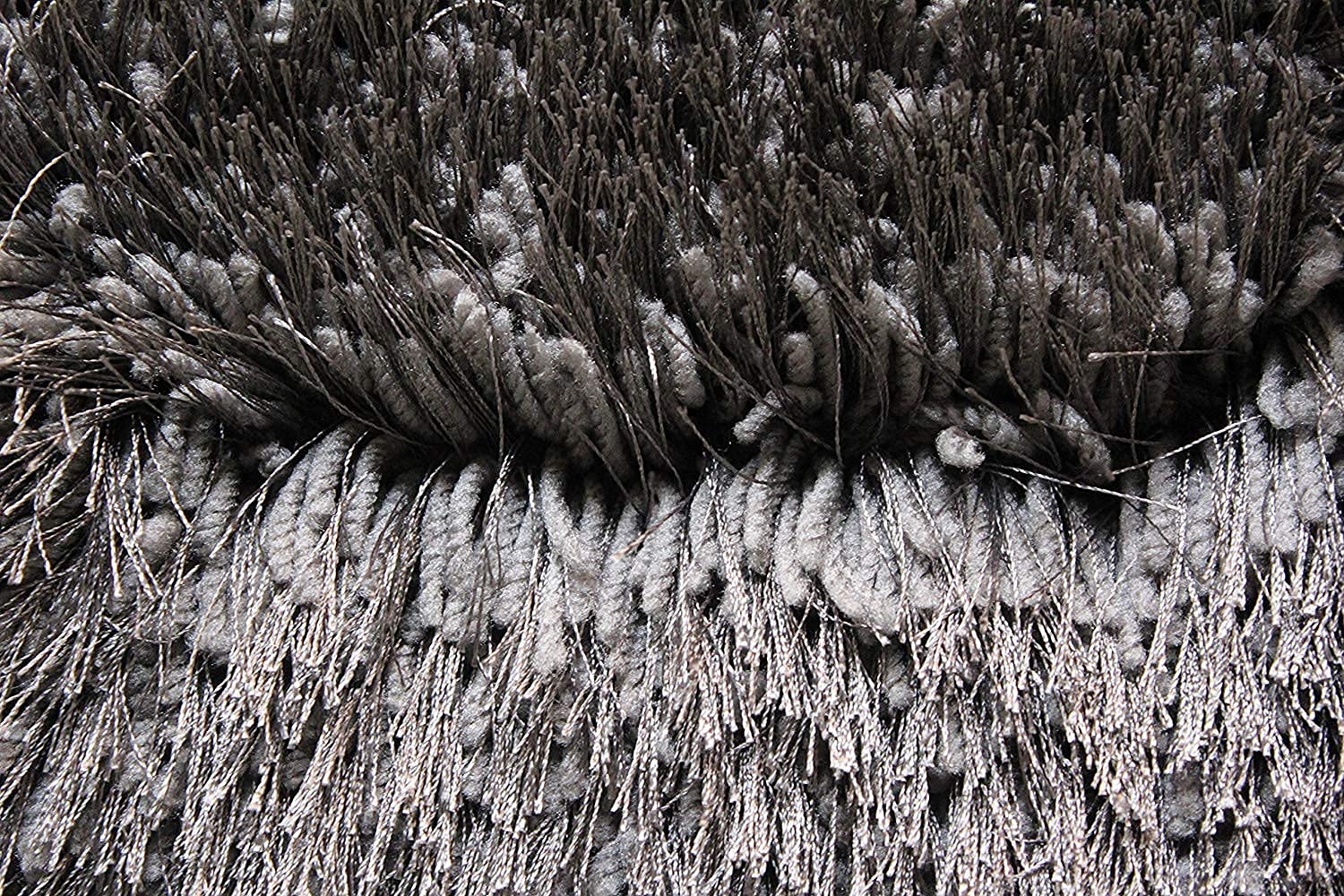 HI-Homes Gray Shaded Silk Touch Shaggy Carpet | Soft Microfiber & Polyester Rug | Handmade Rug
