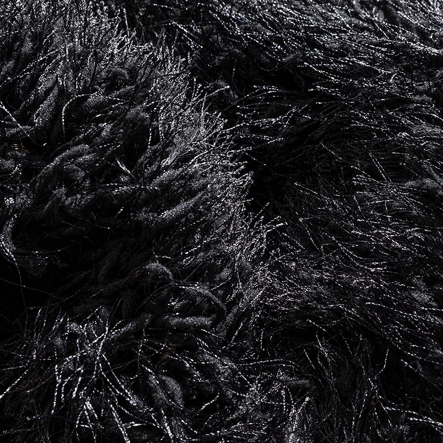 HI-Homes Black Shaded Silk Touch Shaggy Carpet | Soft Microfiber & Polyester Rug | Handmade Rug
