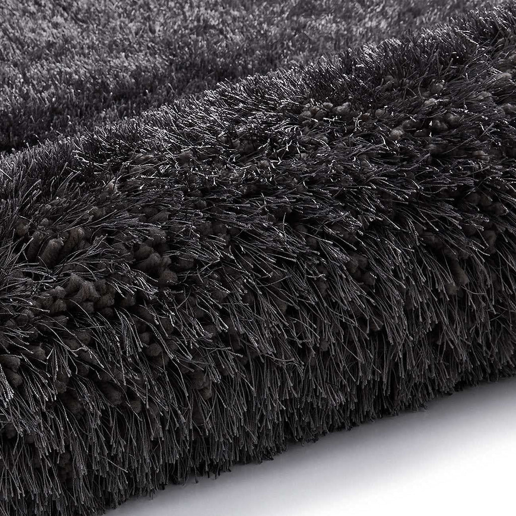 HI-Homes Dark Grey Shaded Silk Touch Shaggy Carpet | Soft Microfiber & Polyester Rug | Handmade Rug