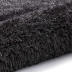 HI-Homes Dark Grey Shaded Silk Touch Shaggy Carpet | Soft Microfiber & Polyester Rug | Handmade Rug