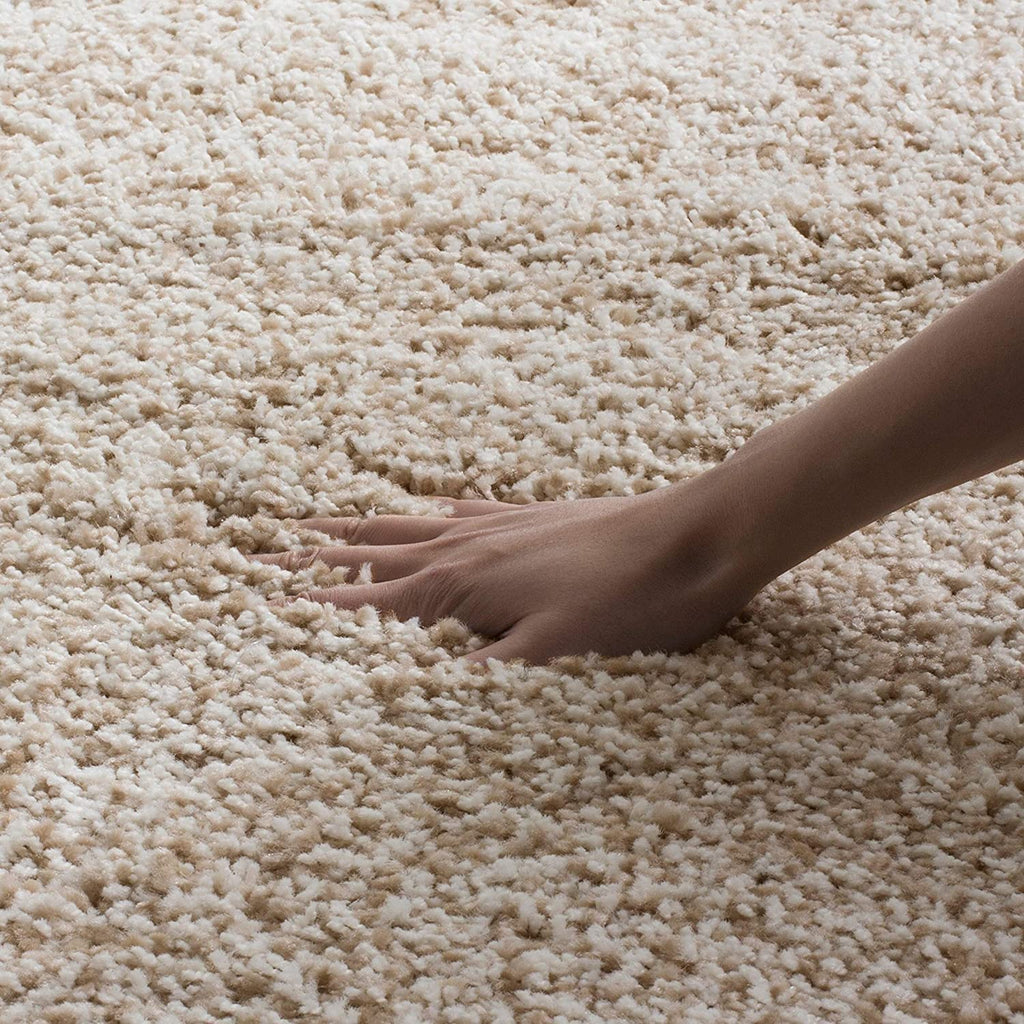 HI-Homes Beige Shaggy Carpet | Soft Microfiber | Handmade Rug