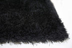 HI-Homes Black Shaded Silk Touch Shaggy Carpet | Soft Microfiber & Polyester Rug | Handmade Rug