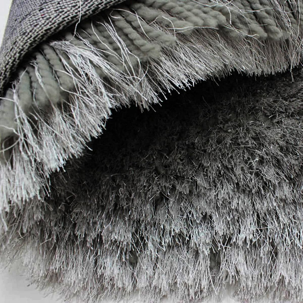 HI-Homes Gray Shaded Silk Touch Shaggy Carpet | Soft Microfiber & Polyester Rug | Handmade Rug