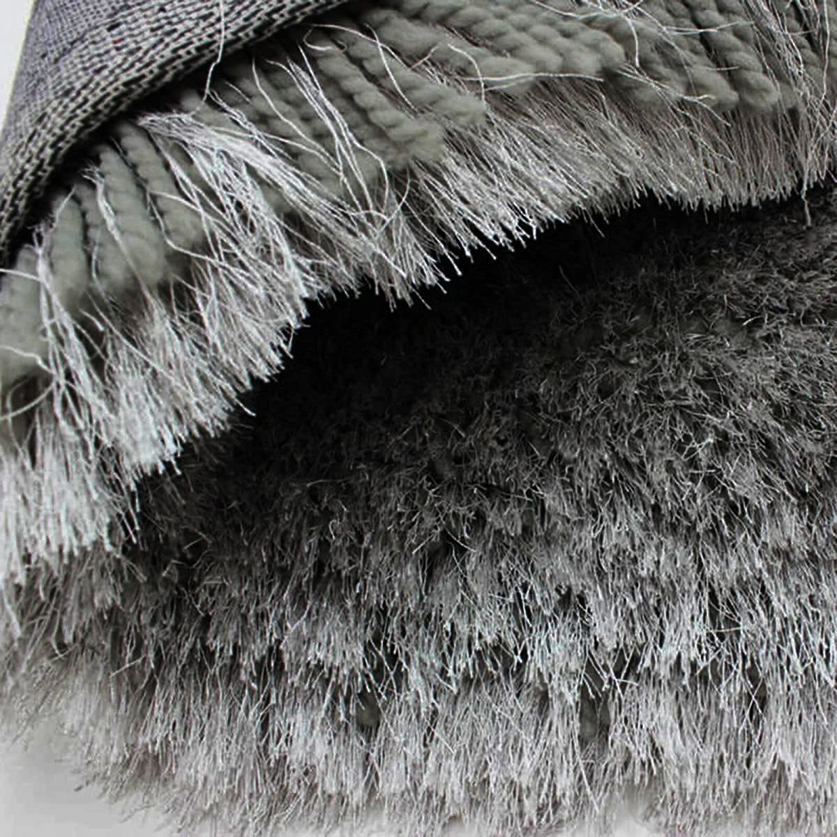 HI-Homes Gray Shaded Silk Touch Shaggy Carpet | Soft Microfiber & Polyester Rug | Handmade Rug