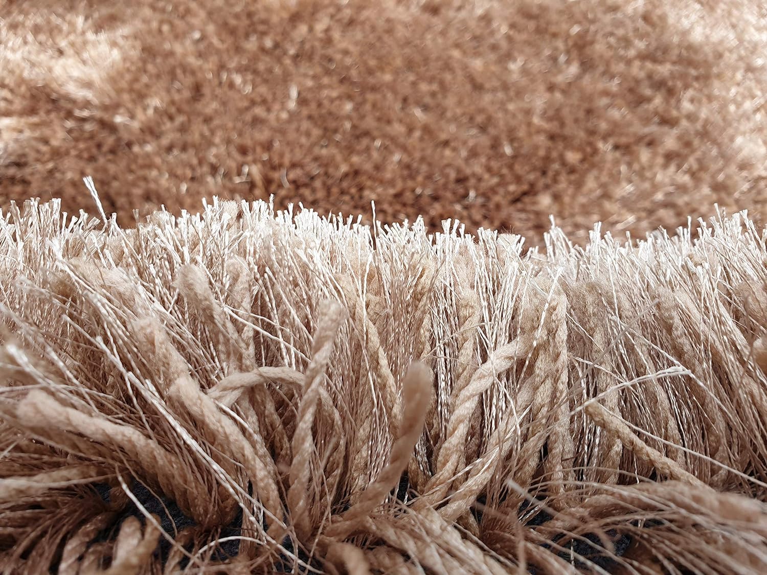 HI-Homes Sour Beige Shaded Silk Touch Shaggy Carpet | Soft Microfiber & Polyester Rug | Handmade Rug