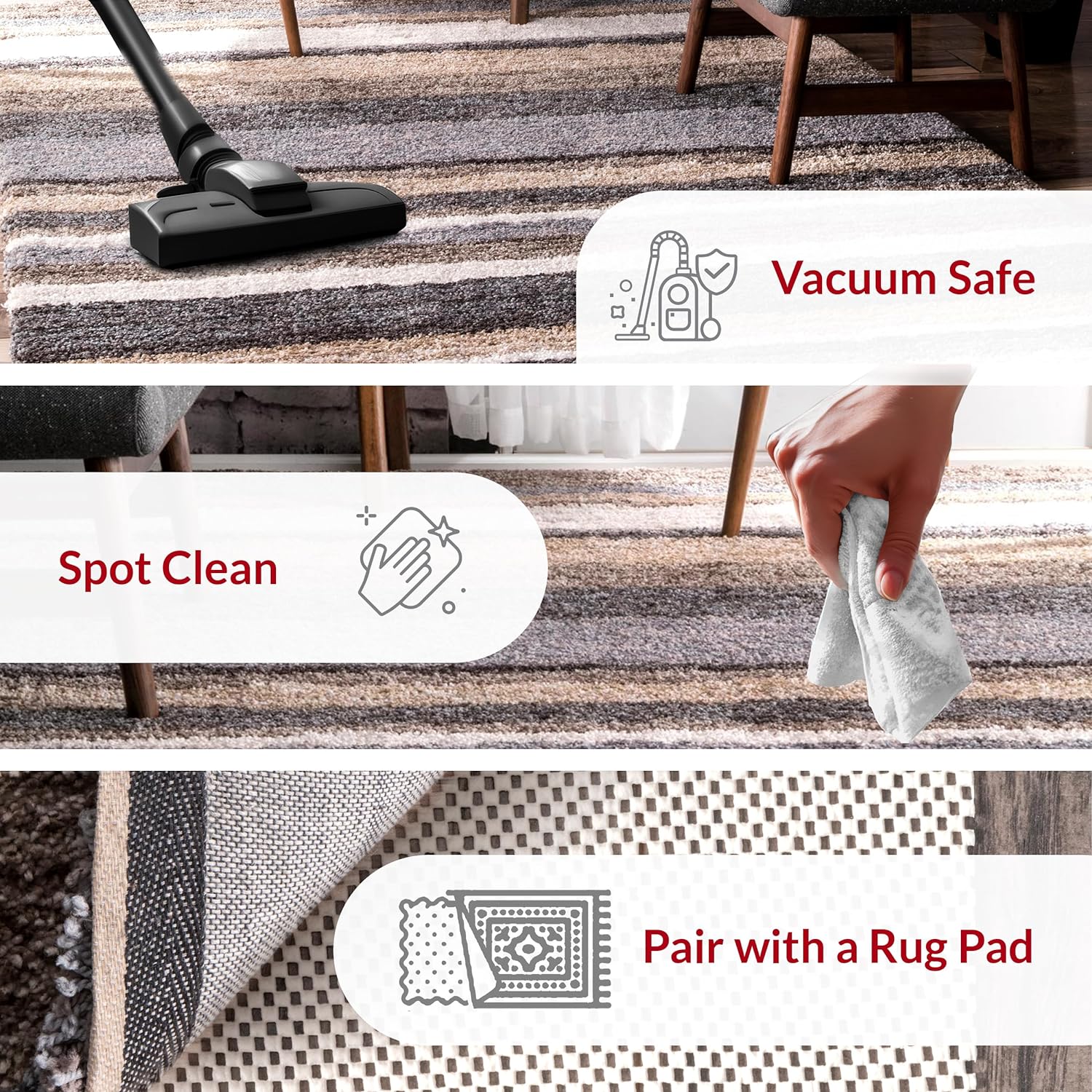 HI-Homes Shaded Silk Touch Ombre Haze Shaggy Carpet | Soft Microfiber Rug | Handmade Rug
