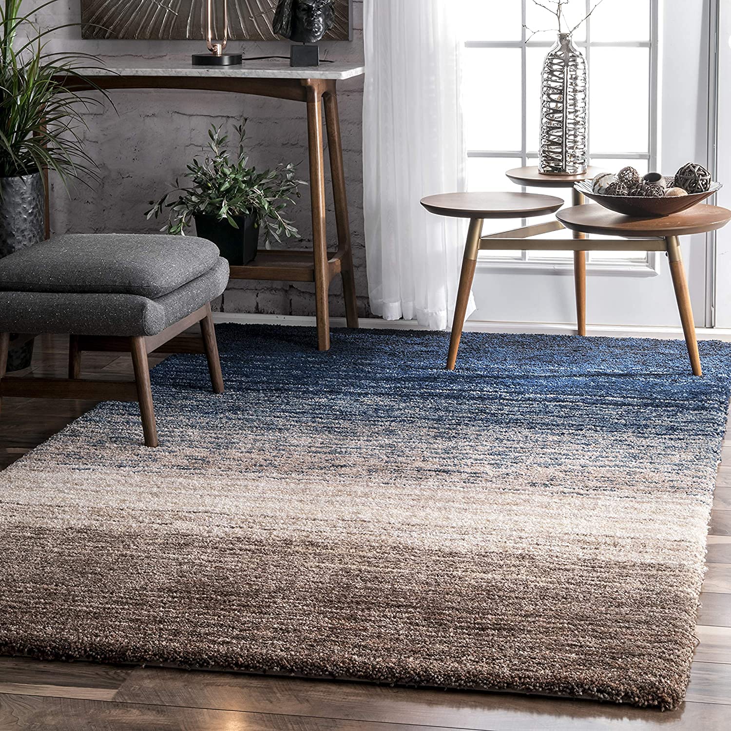 HI-Homes Shaded Silk Touch Ombre Haze Shaggy Carpet | Soft Microfiber Rug | Handmade Rug